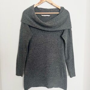 Athleta 100% Cashmere Teton Tunic Cowl Neck Dress Sweater Gray Women's Size S
